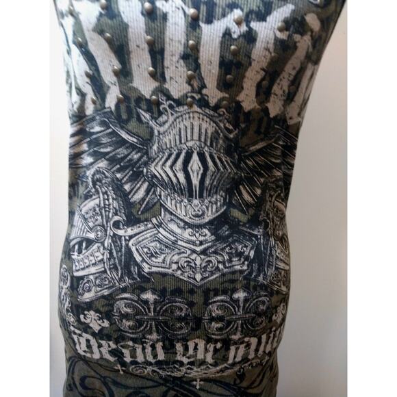 Affliction Vintage Graphic "Dead Or Alive" Lace-Up Dress. L - Picture 14 of 15